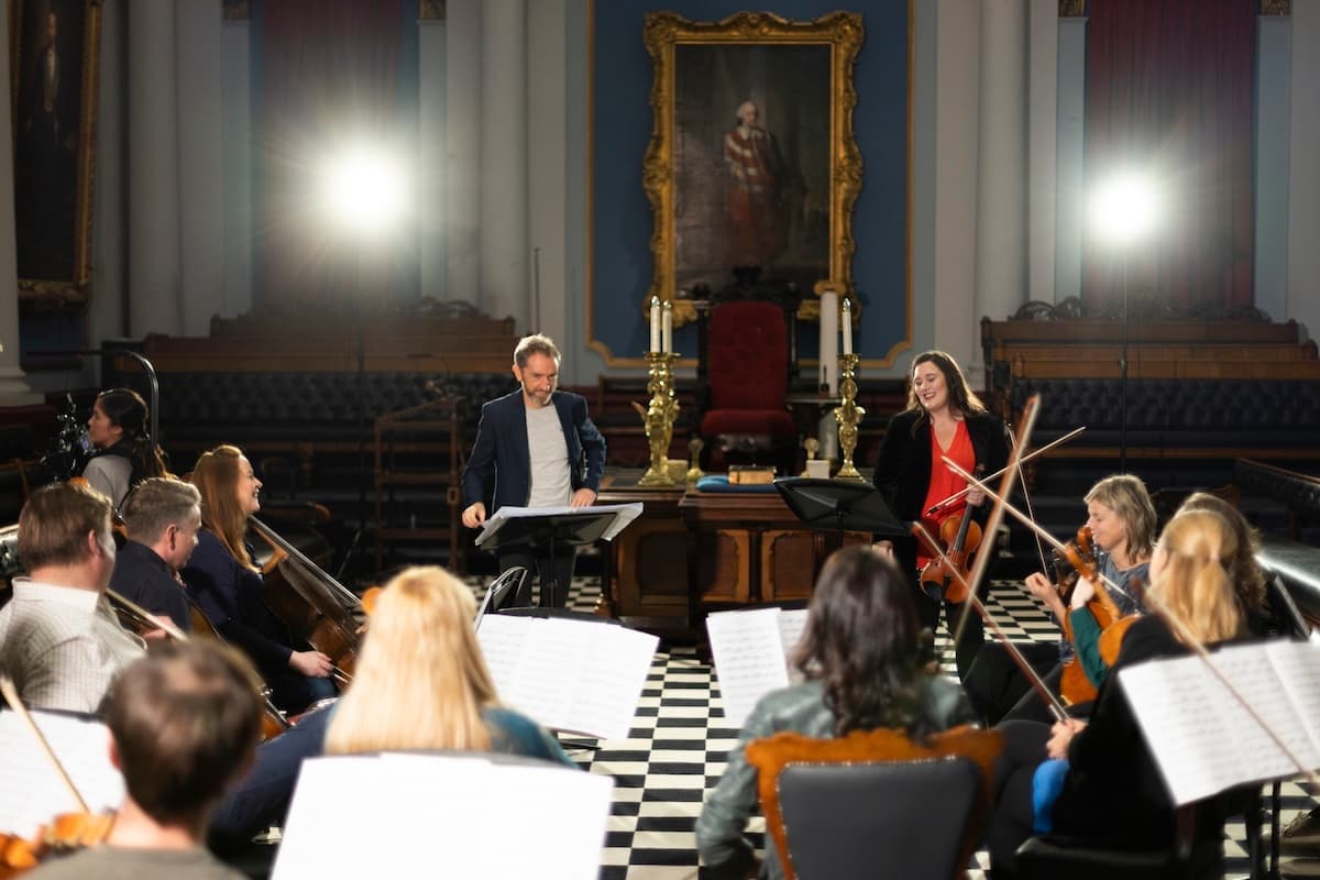 Live concert staging with strings and soloists